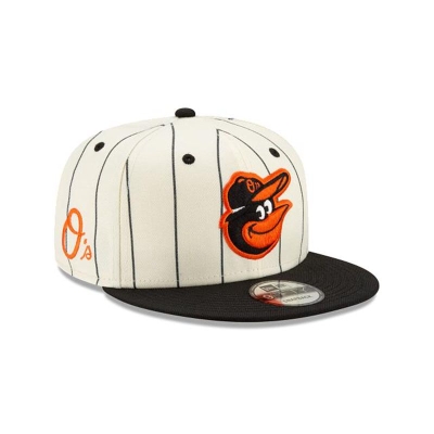 White Baltimore Orioles Hat - New Era MLB Pinstripe 9FIFTY Snapback Caps USA5627048